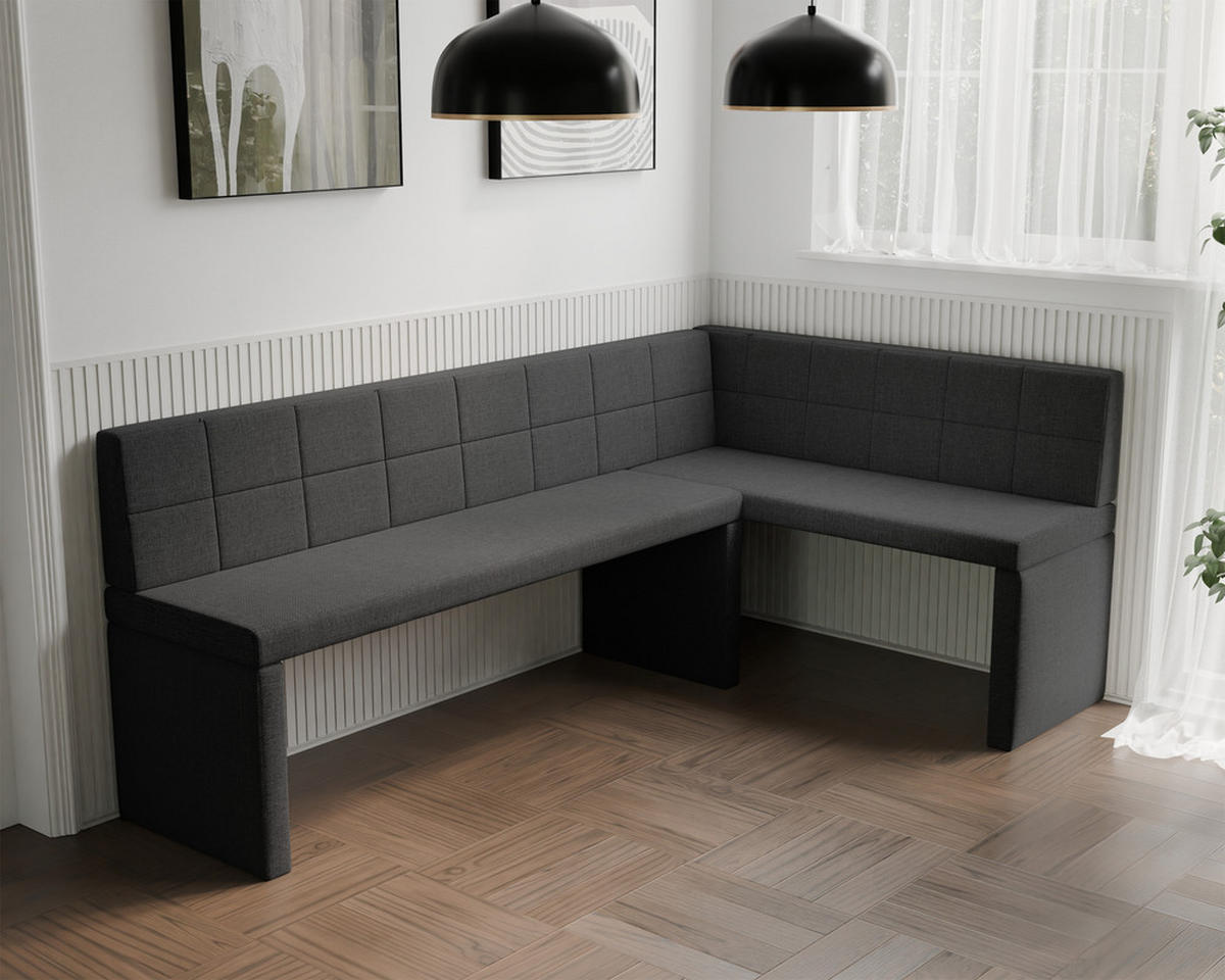 ECKBANK rechts MELVIN Webstoff, 142/196 cm Anthrazit - Anthrazit, Holz/Textil (142/196cm) - Idohome