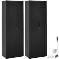 AKTENSCHRANK Brandon, Kippschutz, höhenverstellbare Füße, schwarz - Schwarz, Metall (60/180.5/40cm) - tectake