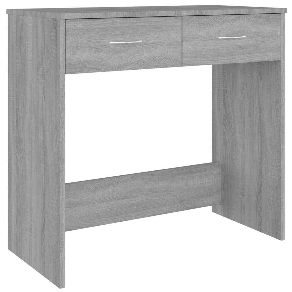 SCHREIBTISCH mit 2 Schubladen 80/40/75 cm aus Holzwerkstoff Grau Sonoma Dekor - Silbereichenfarben, Holz (40/80/75cm) - vidaXL