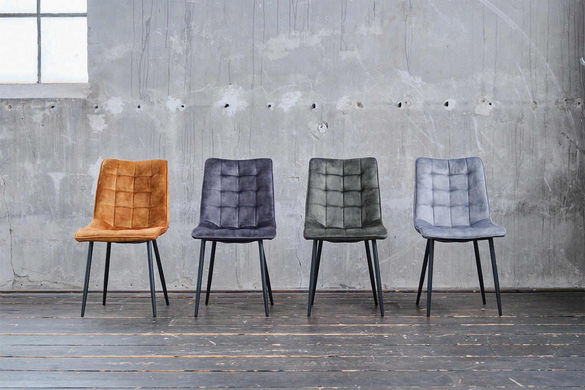 STUHL CLARA Grau Velvet - Grau, Textil (48/88/60cm) - KAWOLA