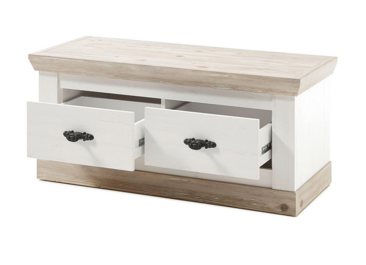 GARDEROBEN-SITZBANK Pinie Oslo Pinie Landhaus, Garderobenbank, 107 x 48 cm - Anthrazit/Weiß, Holzwerkstoff/Metall (107/50/45cm) - Furn.Design