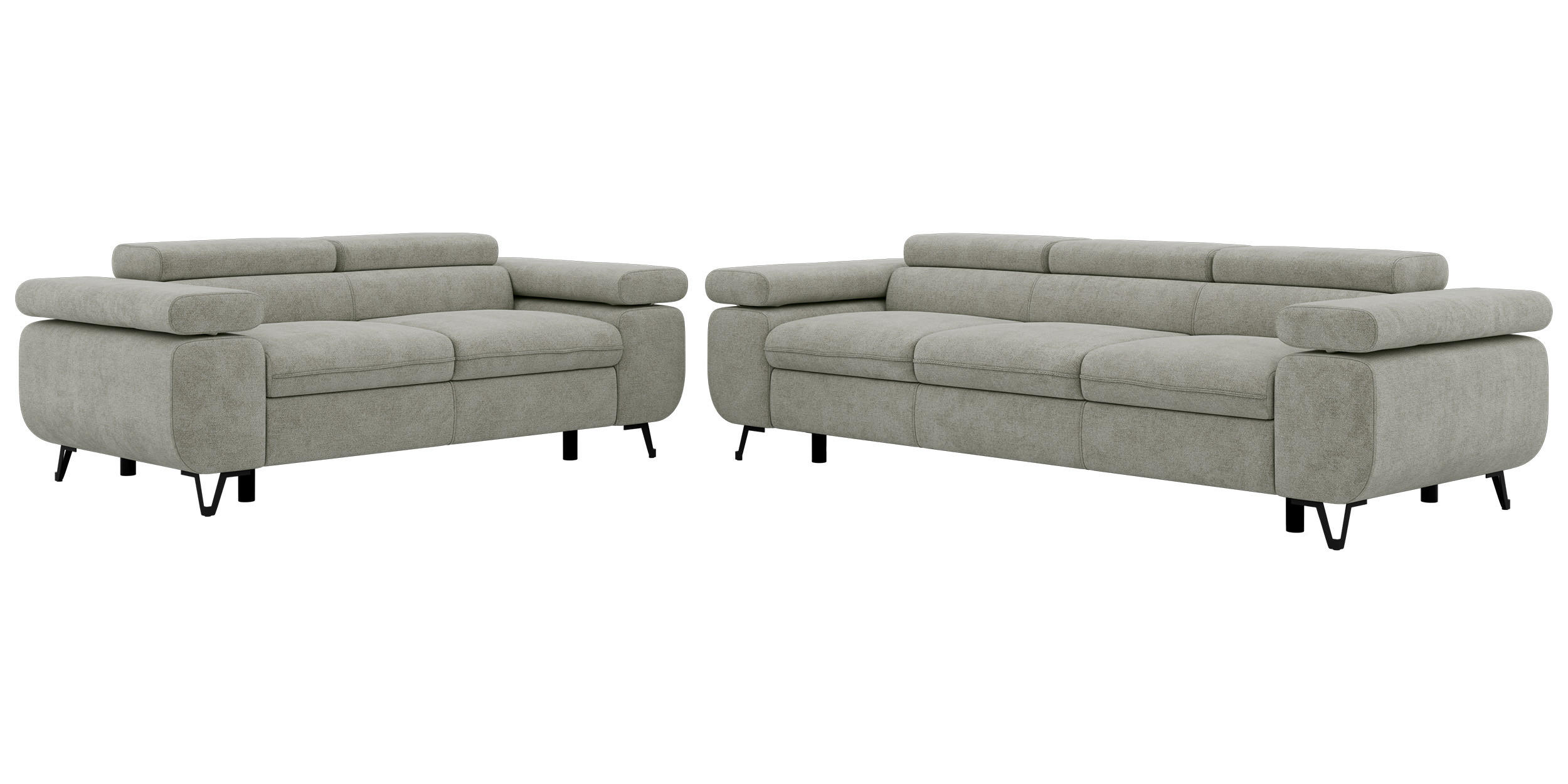 SEDACÍ SOUPRAVA PETER 2+3 - Světle šedá Strukturovaná látka - černá/světle šedá, kov/textil (262/76/99cm) - MKS