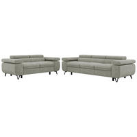 SEDACÍ SOUPRAVA PETER 2+3 - Světle šedá Strukturovaná látka - černá/světle šedá, kov/textil (262/76/99cm) - MKS