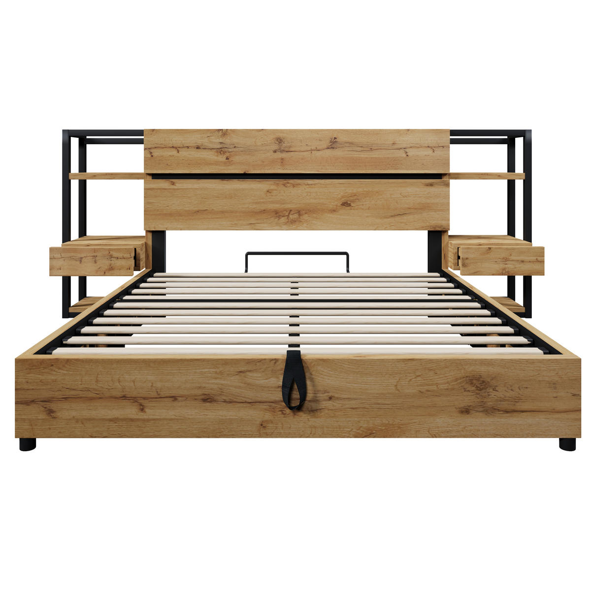 POLSTERBETT 160/200 cm Beige mit 2 Schubladen und Stauraum-Kopfteil - Naturfarben, Holz (160/200cm) - Oxeza