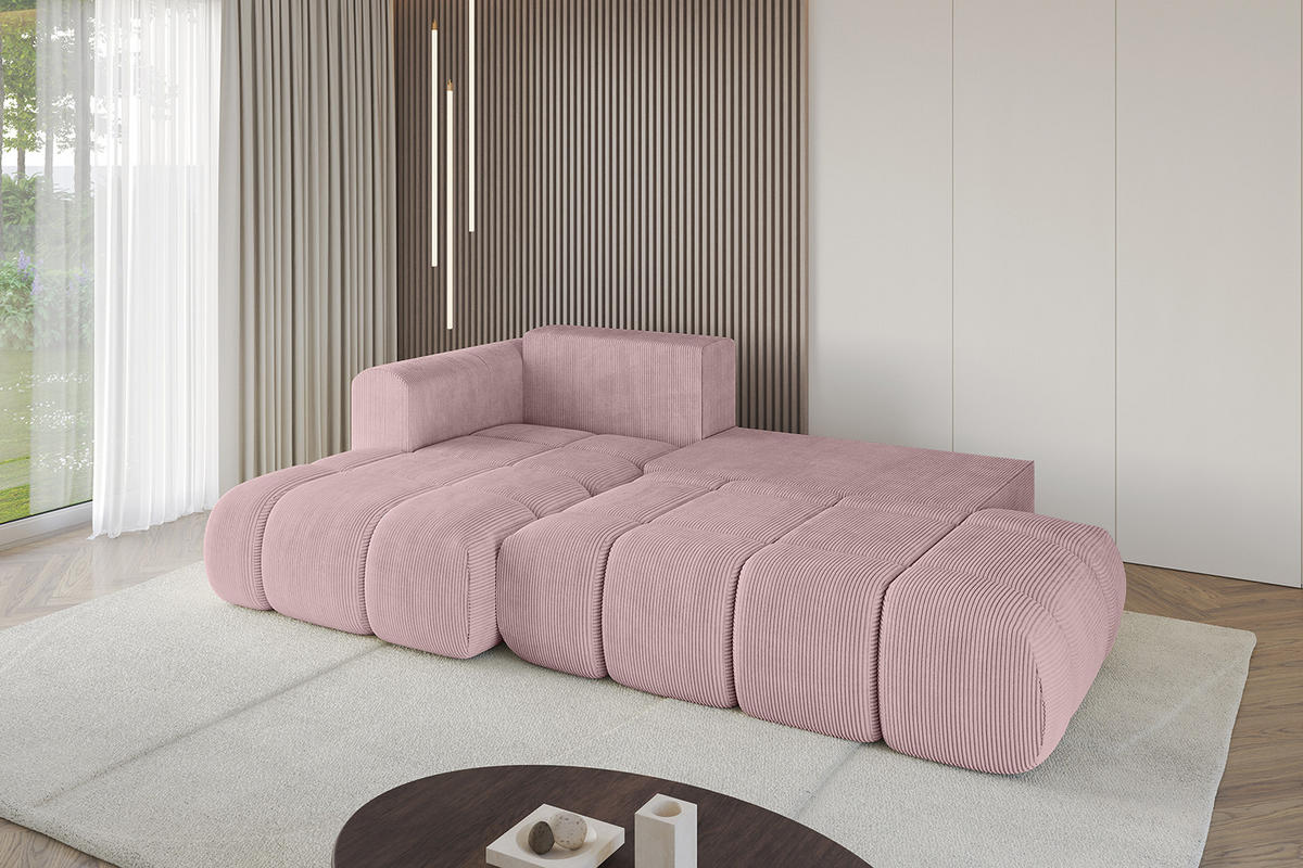 ECKSOFA Ottomane Links CLOUD-L 289x180x40 Rosa Cord - Rosa, Holzwerkstoff/Kunststoff (180/289cm) - ALTDECOR