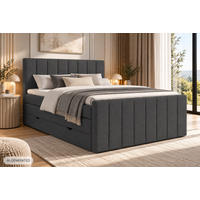 BOXSPRINGBETT Ruby Anthrazit 200/200 cm mit Matratze und Topper - Anthrazit/Schwarz, Holz/Holzwerkstoff (200/200cm) - Maison de Reve