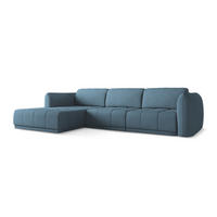 ECKSOFA Links Chenille Stoff Blau - Blau/Blaugrau, Kunststoff/Textil (170/290cm) - Makamii