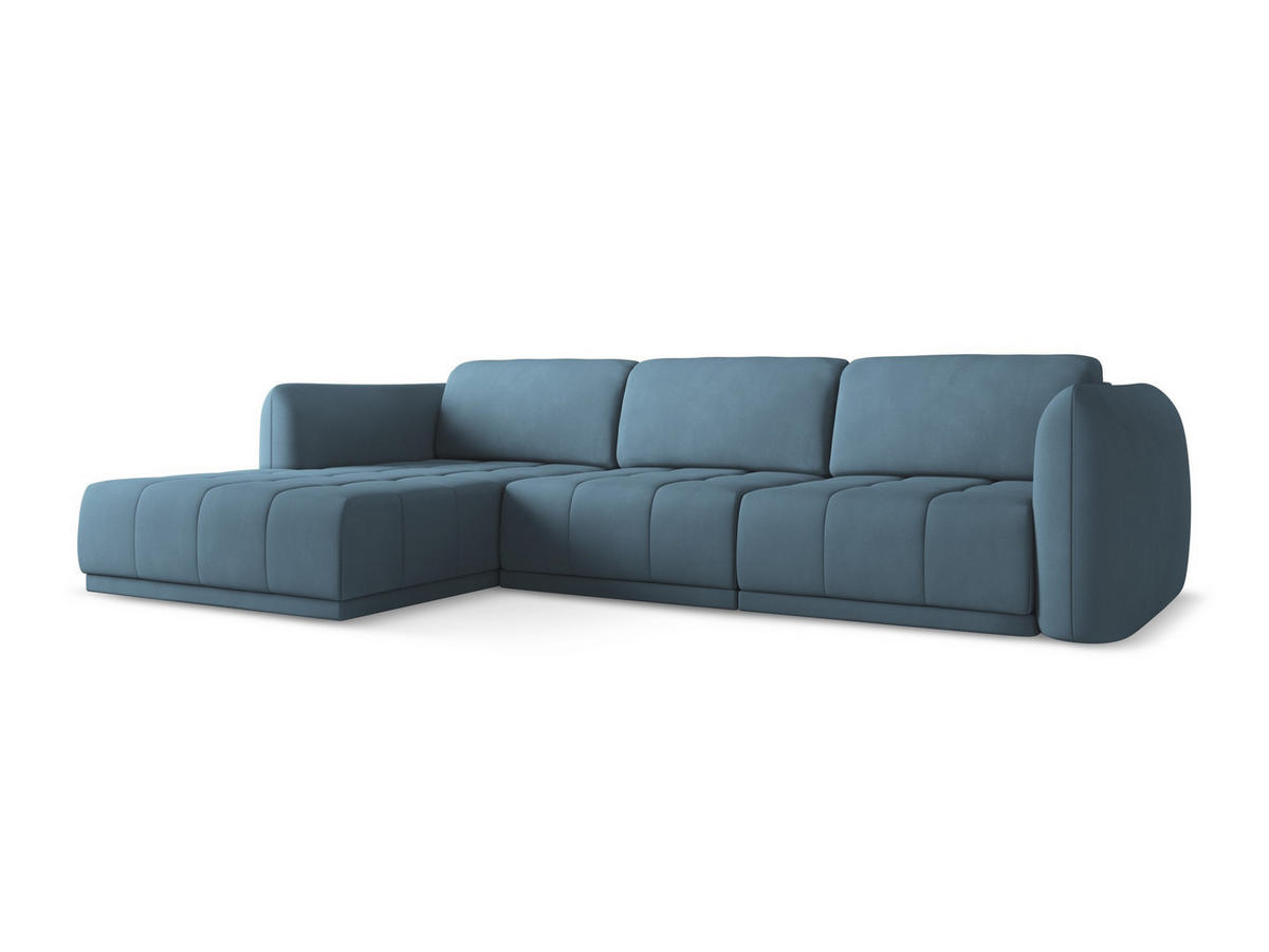 ECKSOFA Links Chenille Stoff Blau - Blau/Blaugrau, Kunststoff/Textil (170/290cm) - Makamii