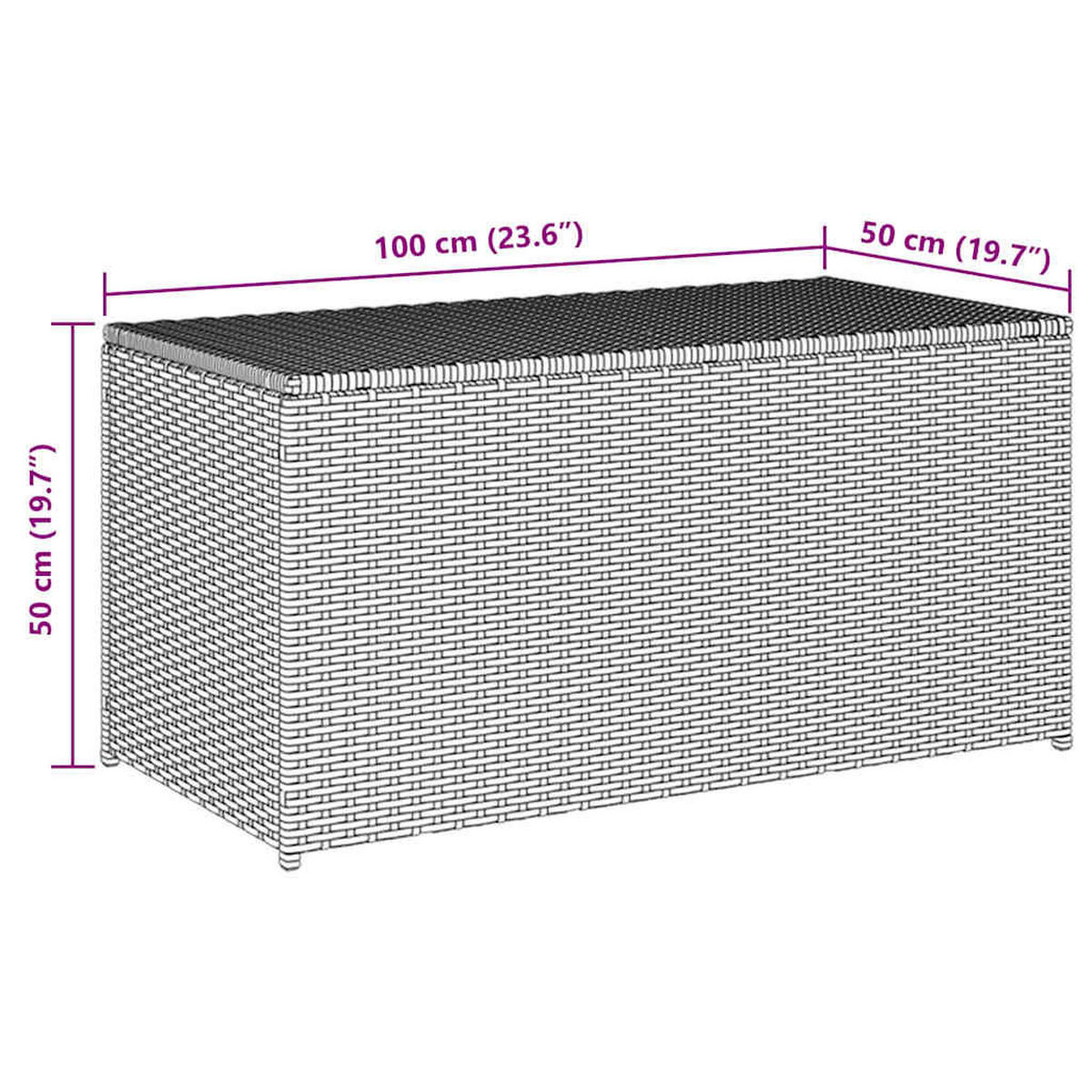 GARTENBOX Poly Rattan 100/50/50 Cm Schwarz - Schwarz, Kunststoff (100/50/50cm) - vidaXL