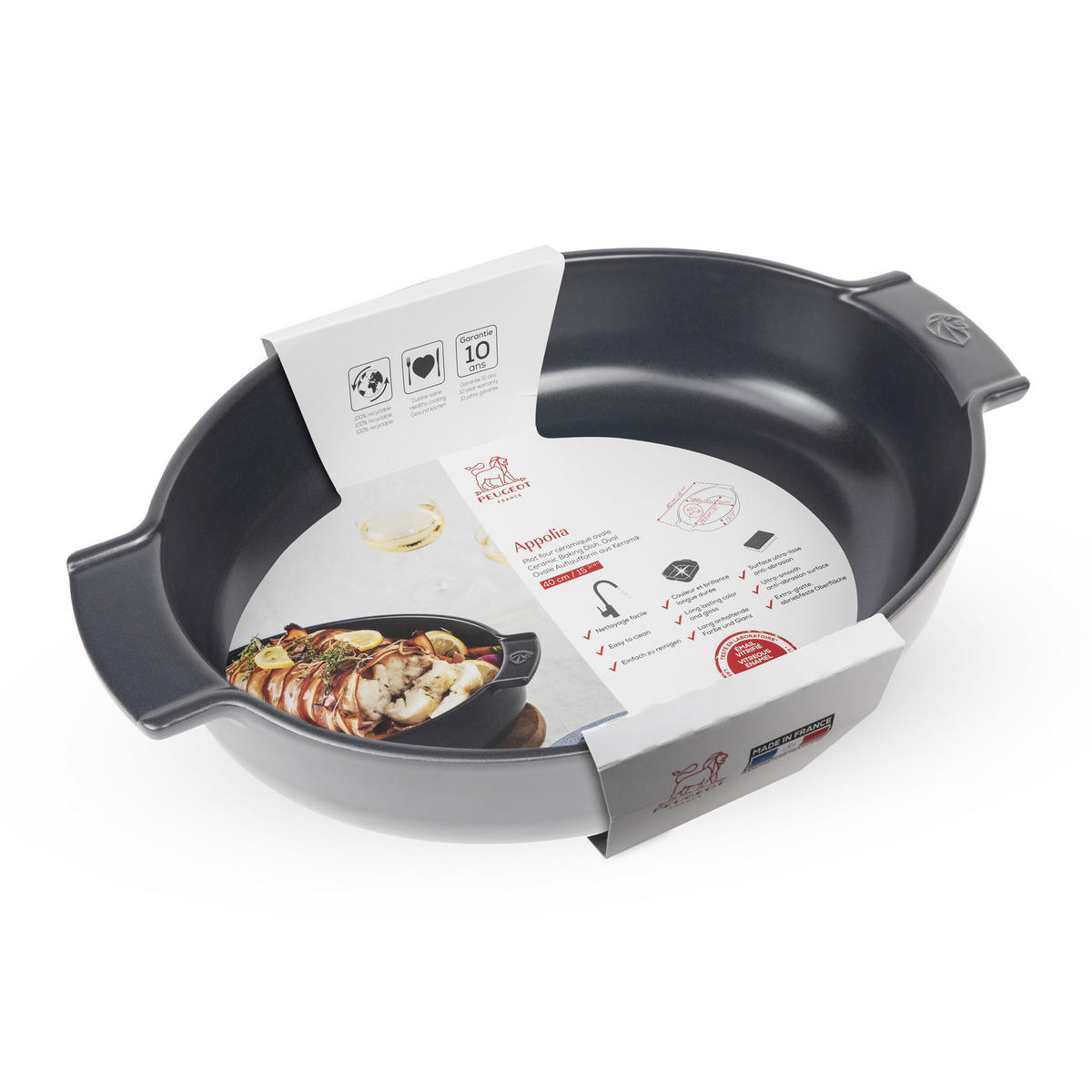 AUFLAUFFORM Keramik Appolia 40cm Oval Schiefergrau Spülmaschinenfest - Grau, Keramik (27.2/40/8.2cm) - PEUGEOT