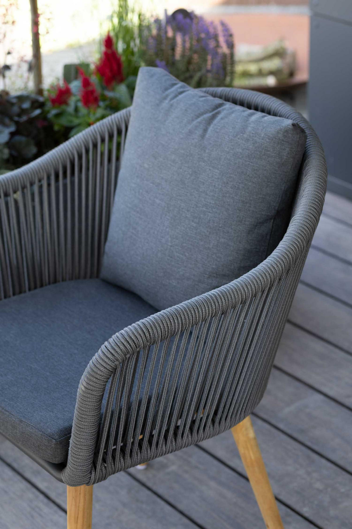 DININGSESSEL Solana Rope dark grey inkl.Kissen uni grey - Grau, Metall (63/79/59cm) - Mr. Deko