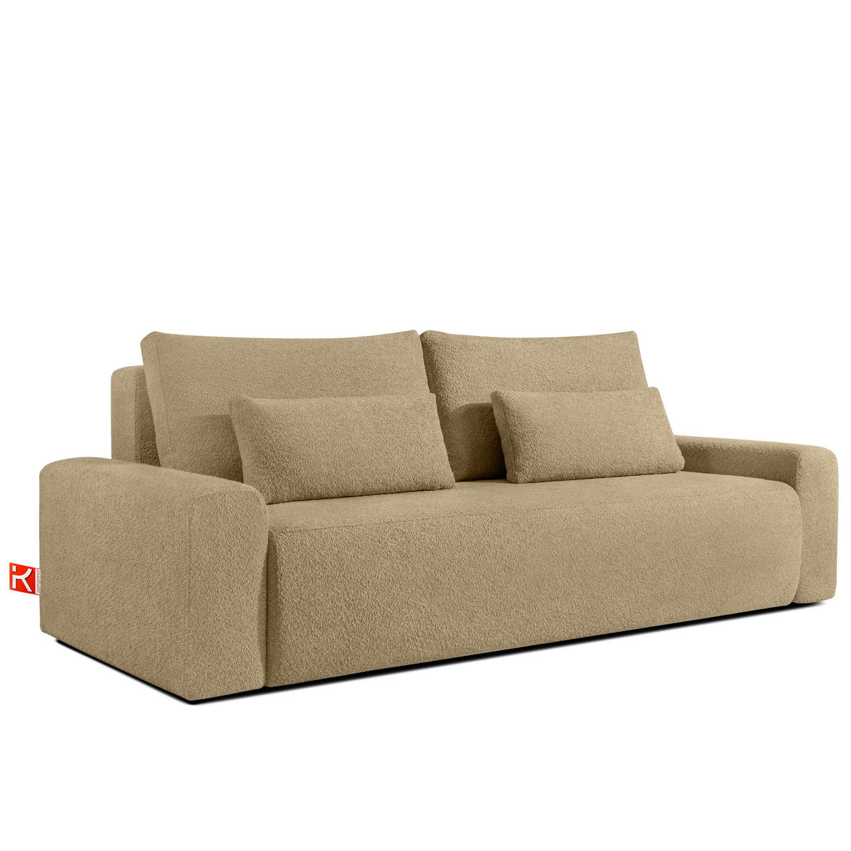3-SITZER SCHLAFSOFA MOLLIS, Bouclé, Dunkelbeige - Hellbraun, Holz/Holzwerkstoff (250/93/108cm) - KONSIMO®