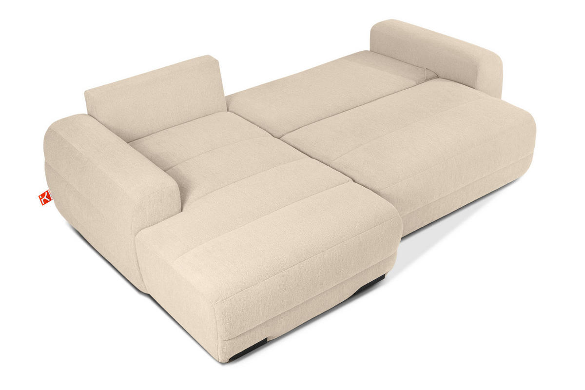 ECKSOFA LINKS BLUME, Cremefarbe - Creme, Holz/Holzwerkstoff (271/164cm) - KONSIMO®