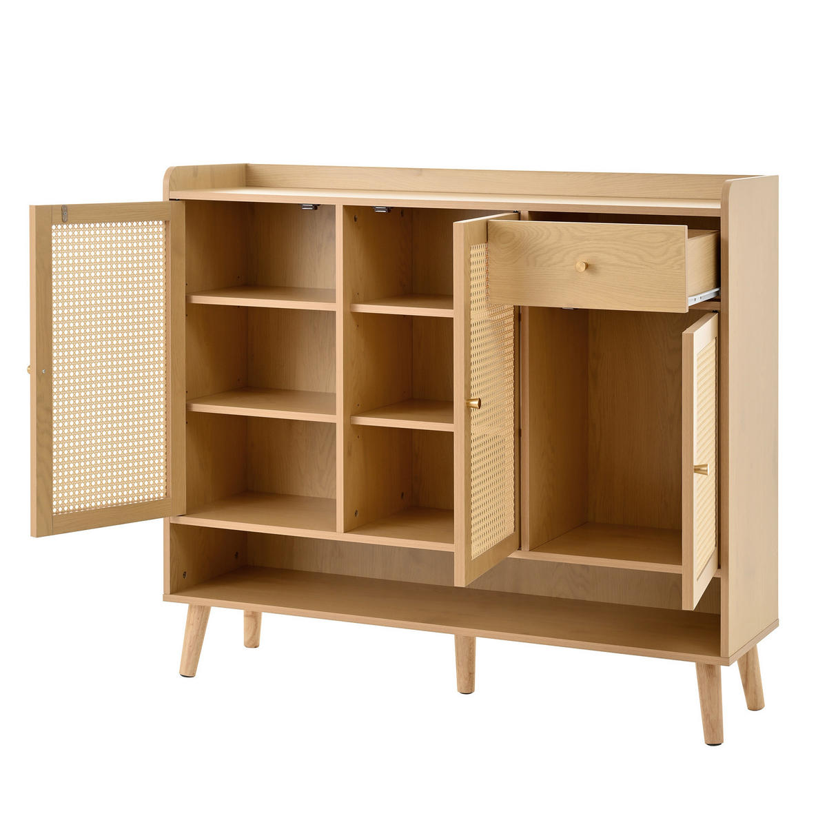 SCHUHSCHRANK 120/35/106 cm mit 3 Türen, 1 Schublade und natürlicher Optik - Naturfarben, Holzwerkstoff (120/106/35cm) - BEAOK