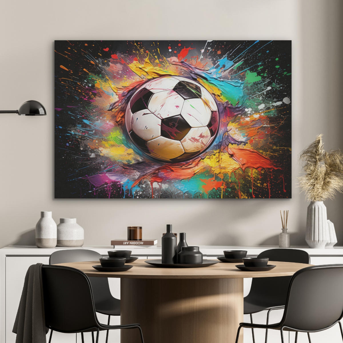 AKUSTIKPANEEL Fußball - Farbe - Farben - Schwarz - Weiß 100x70 cm - Weiß, Textil (100/0.9/70cm) - MuchoWow