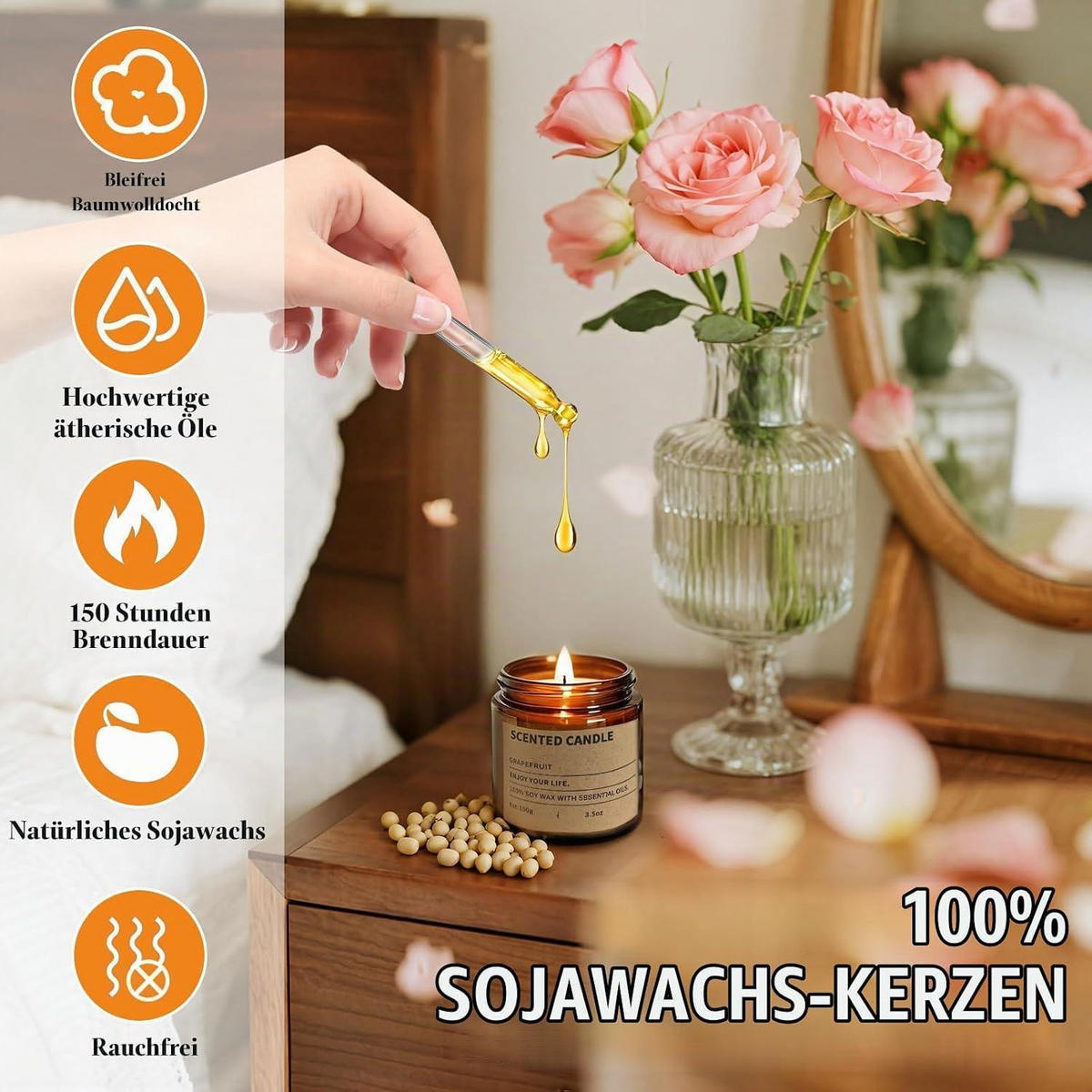 DUFTKERZEN 6er Set Sojawachs mit ätherischen Ölen - Multicolor, Paraffin (1cm)
