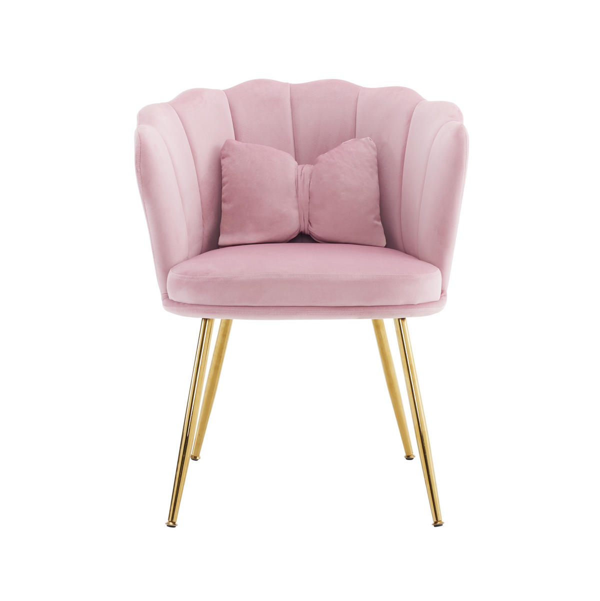 SESSEL 68x78x94.5 cm in Pink, Samt mit Blütenblatt-Rückenlehne, Metallbeine - Pink, Textil (58/77/63cm) - Modfu