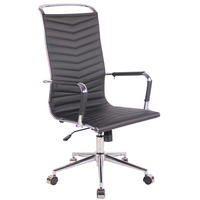 DREHSTUHL Lederlook schwarz - Chromfarben/Schwarz, Textil/Metall (57/110/65cm) - CLP