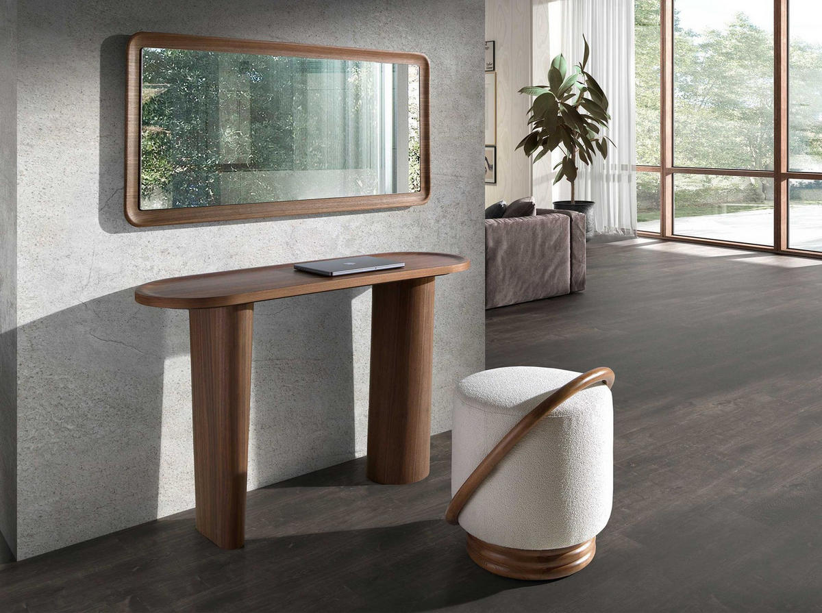 POUF Puff aus weißem Stoff 52/47/54 cm - Walnussfarben/Weiß, Textil (52/54/47cm) - ANGEL CERDA