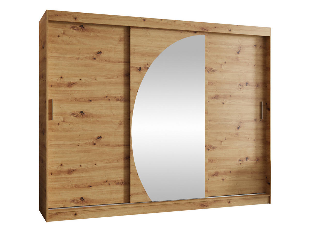 SCHWEBETÜRENSCHRANK Wika 250 cm mit Schubladen - Silberfarben/Eiche Artisan, Holzwerkstoff/Kunststoff (250/200/62cm) - MIRJAN24