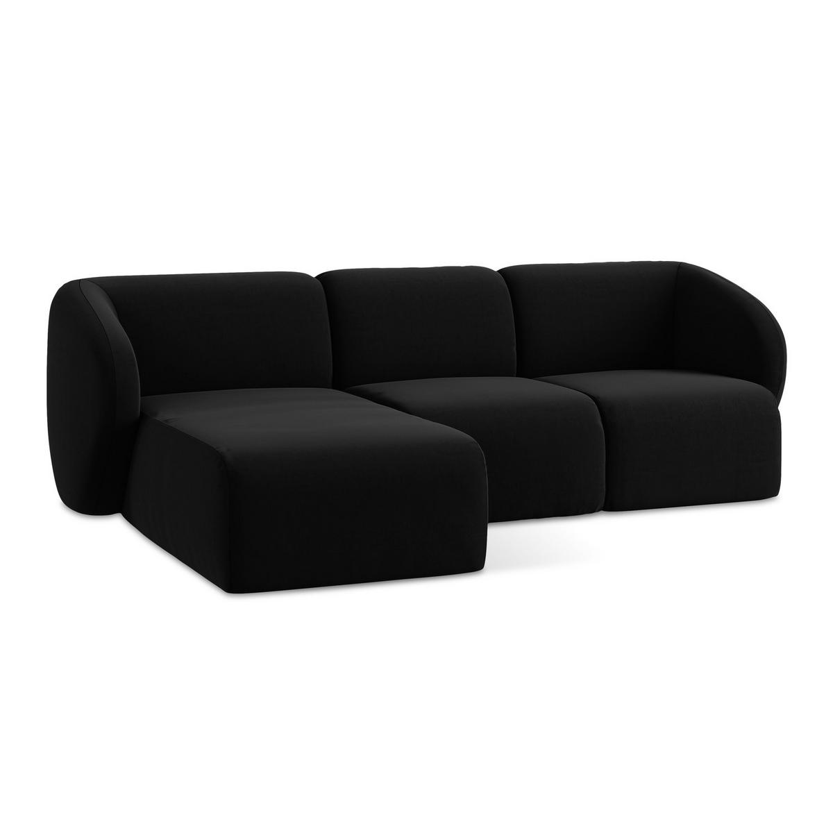 ECKSOFA Links Samt Stoff Schwarz - Schwarz, Holzwerkstoff/Kunststoff (248/166cm) - LaMiaSofa