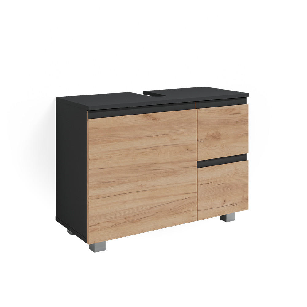 WASCHBECKENUNTERSCHRANK J-Shape Sonoma 80 x 60.8 cm - Sonoma Eiche, Holzwerkstoff (80/60.8/33cm) - Vicco