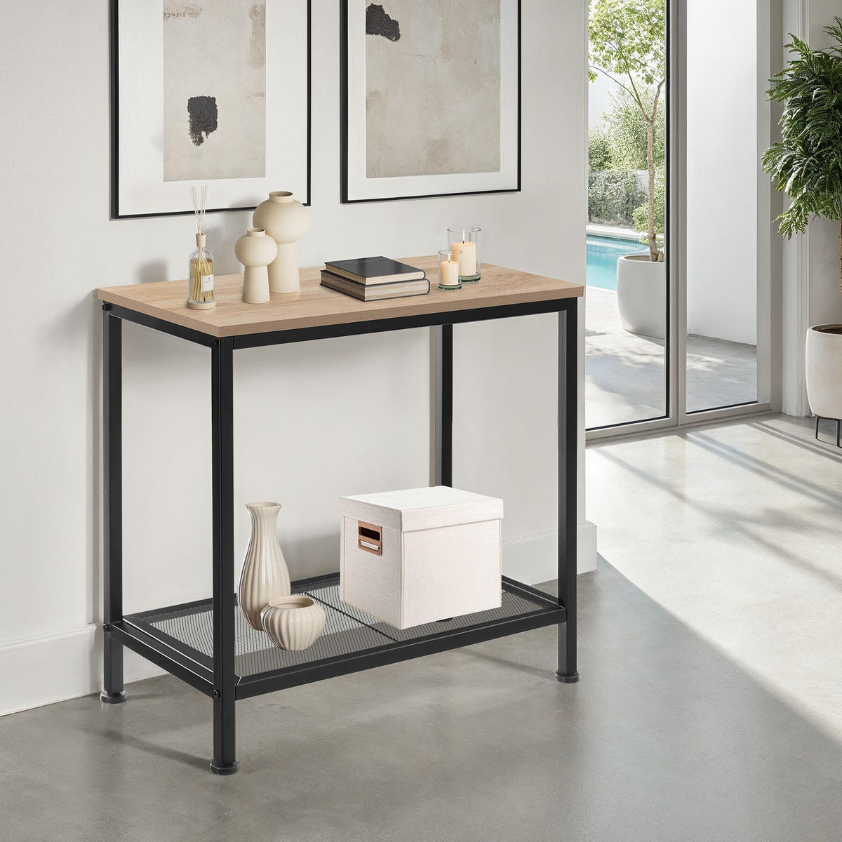 BEISTELLTISCH Filton,60 x 30,5 x 60,5 cm,Industrial Holz hell, Eiche Sonoma - Naturfarben, Holz (60/30.5/60.5cm) - tectake