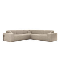 ECKSOFA Celes Premium In Sven - Hellbraun, Holzwerkstoff/Textil (246/246cm) - Fun Möbel