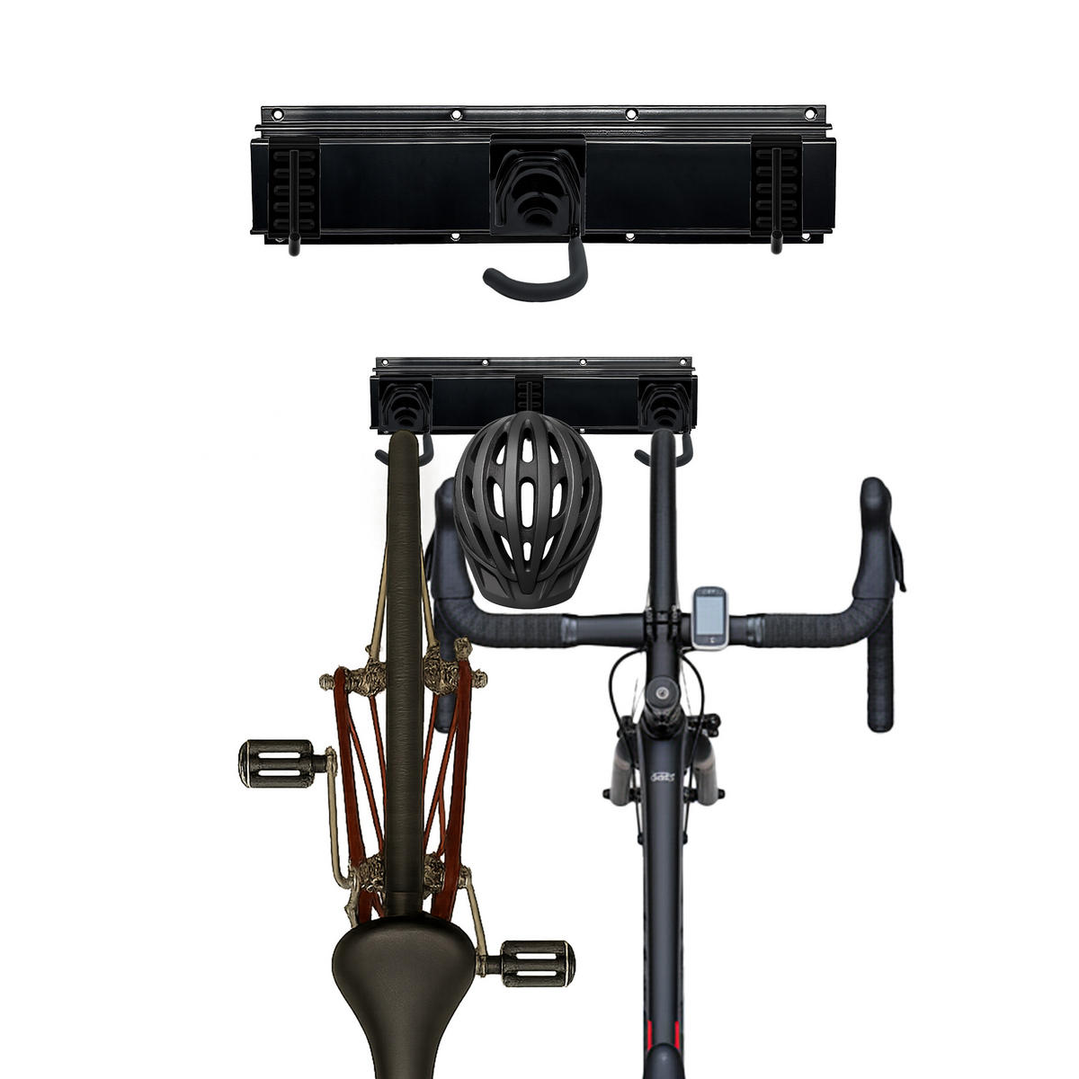 FAHRRAD-WANDHALTERUNG - Schwarz, Kunststoff/Metall (40.5/10/1.5cm) - Relaxdays