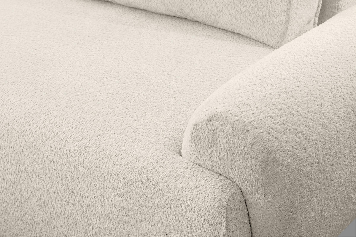ECKSOFA Moon in L-Form mit Schlaffunktion und Bettkasten, Farbe: Beige, Bouclé-Stoff, Ottomane Links - Beige, Textil (136/260cm) - VENASI MÖBEL