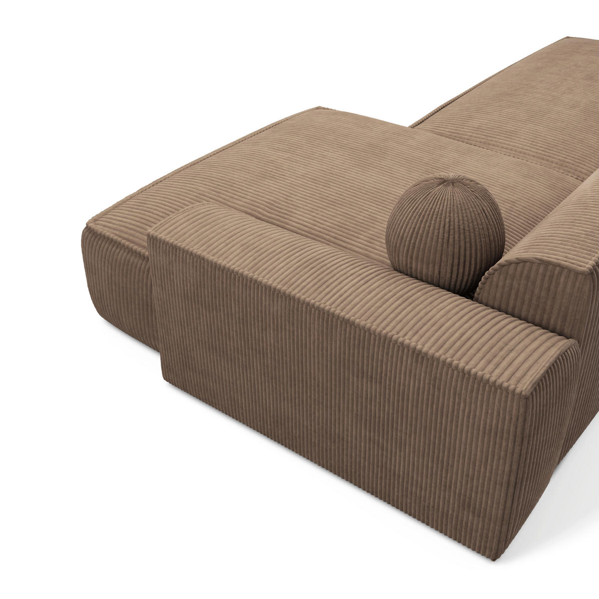 ECKSOFA RECHTS Gerippter Samt Taupe 300cm - Taupe, Textil (300/155cm) - Sia Home