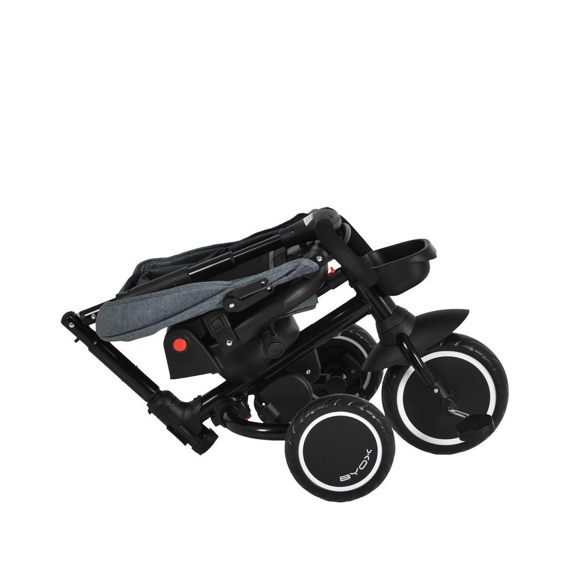 DREIRAD Cruz grau EVA-Reifen, klappbar, Körbe, 360° drehbarer Sitz, Getränkehalter - Grau, Metall (100/54/104cm)