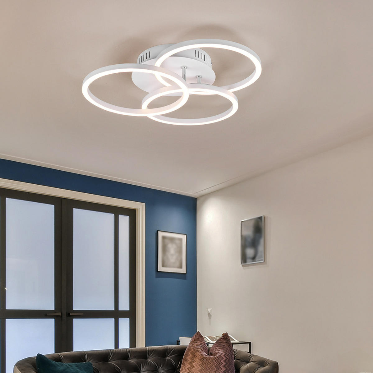 LED DECKENLEUCHTE Weiß Matt - Weiß, Metall (43/43/9cm)