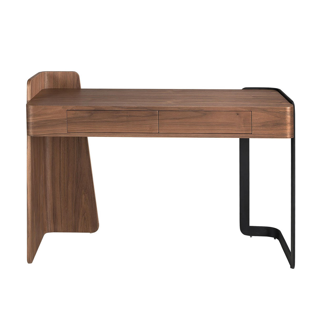 SCHREIBTISCH aus Nussbaum und schwarz epoxidbeschichtetem Edelstahl - Silberfarben/Nussbaumfarben, Naturmaterialien/Holz (52/123/85cm) - ANGEL CERDA