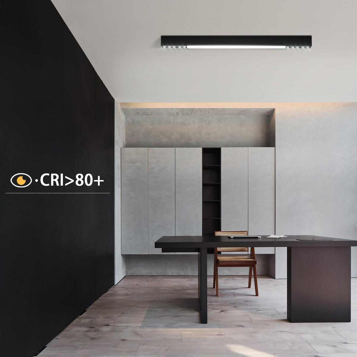 LED-DECKENLEUCHTE Korngrimm 5.2/3.3/80 cm - Schwarz, Kunststoff (80/5.2/3.3cm) - ZMH