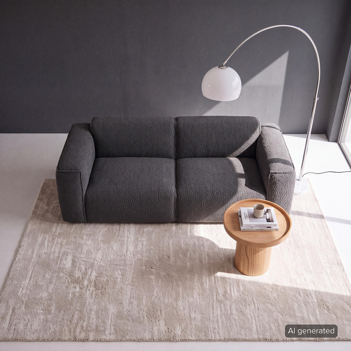 2-SITZER SOFA - Anthrazit/Schwarz, Kunststoff/Textil (220/71/102cm) - home24