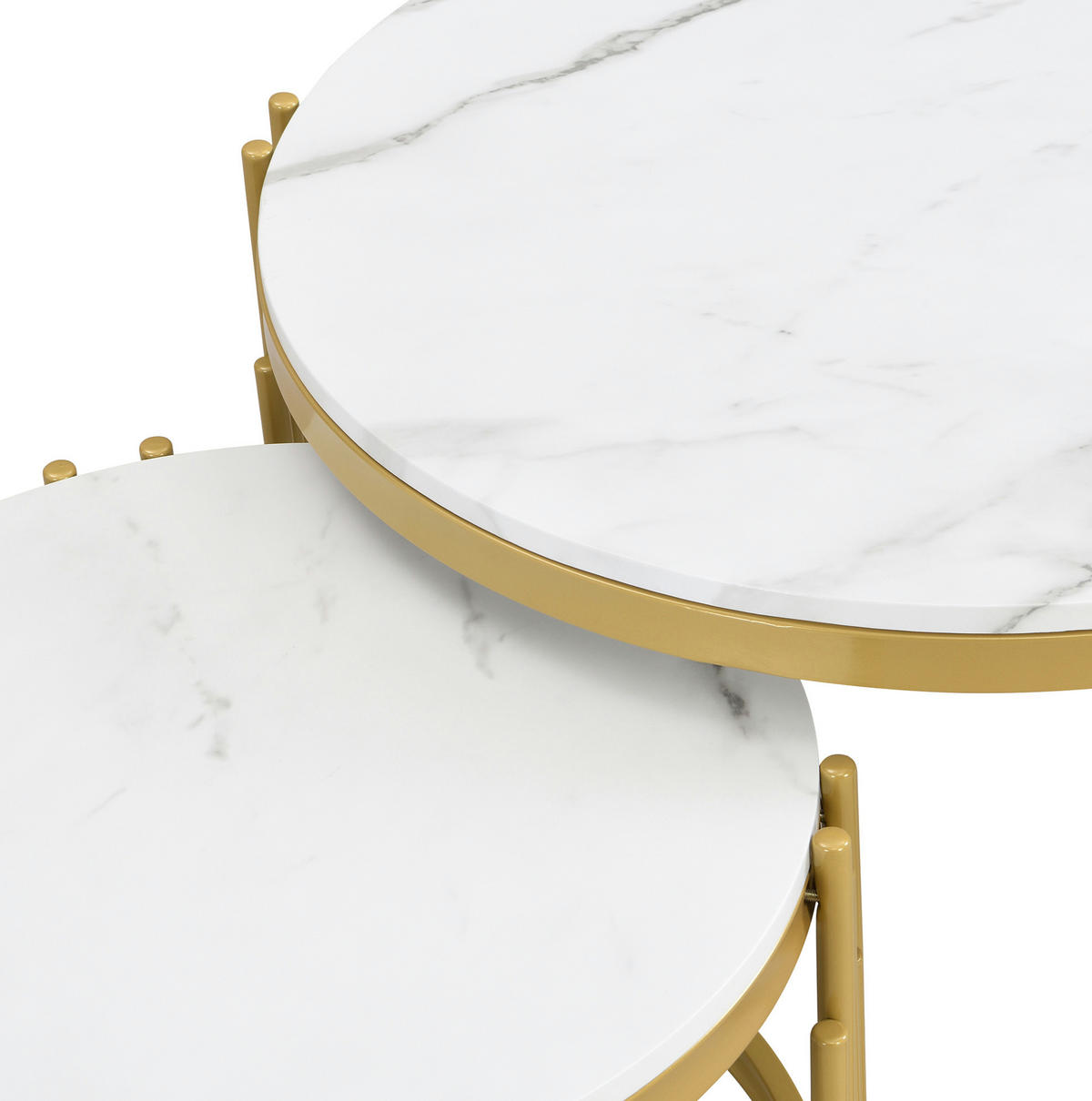 COUCHTISCH 71.5/51.5 cm aus MDF und Metall in Antique Brass/Weiß mit nestbarem Design - Messingfarben, Holzwerkstoff (71.5/71.5/44cm) - OKMYHOME