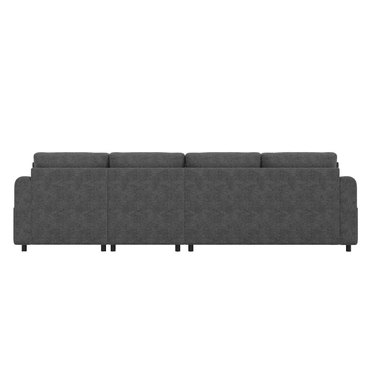 ECKSOFA 281/132/86 cm Grau mit 2 Stauraum und Magazintaschen - Grau, Textil (281/132cm) - Oxeza