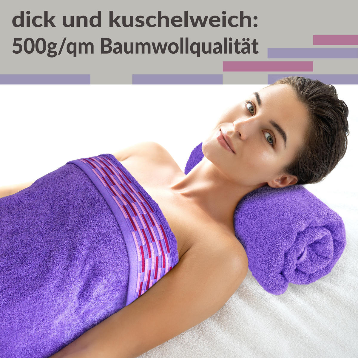 DUSCHTUCH Lugano Lila 2er 70x140 cm - Lila, Textil (70/140cm) - Lashuma
