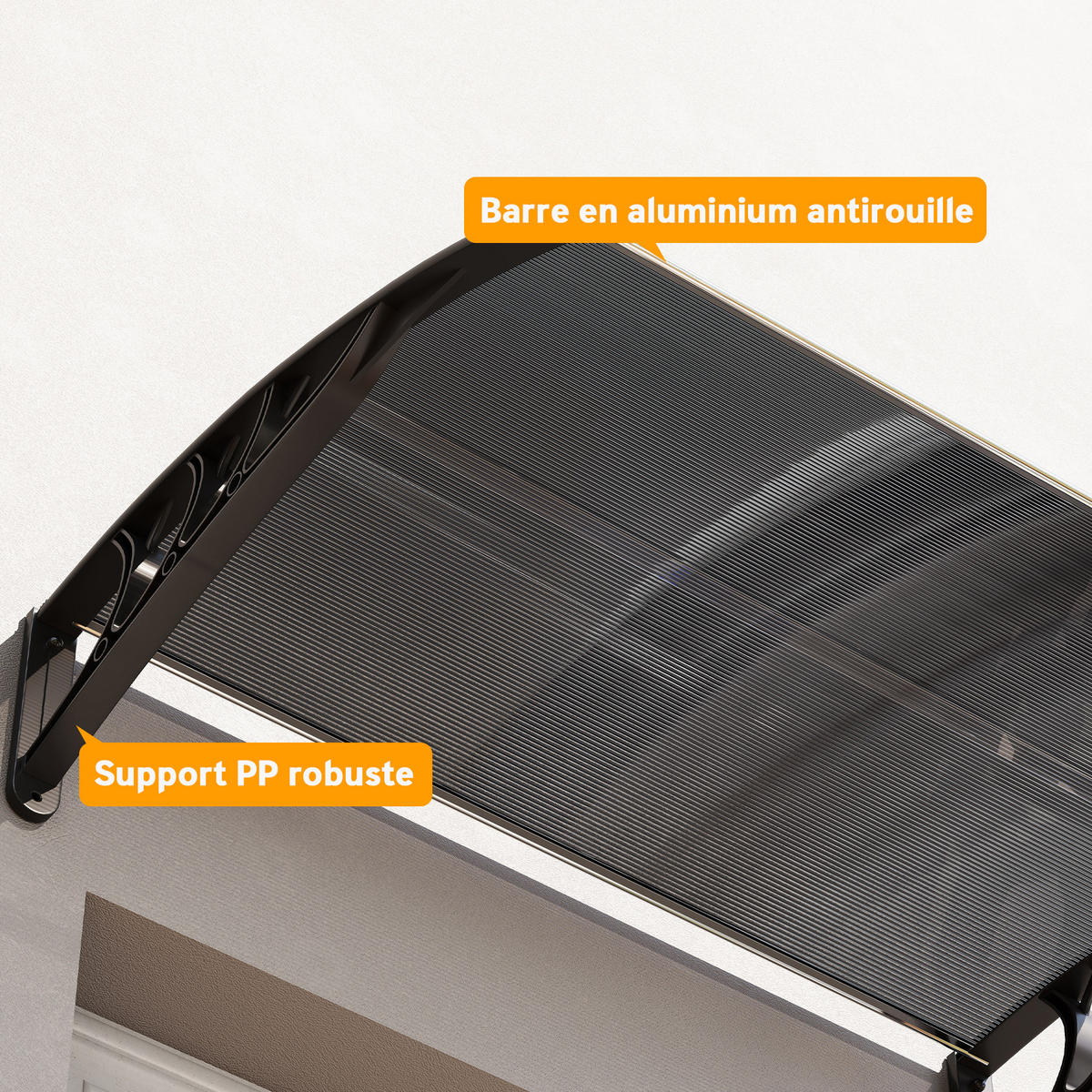 VORDACH DE-14029 Polycarbonat/Aluminium 100/75 cm Schwarz - Schwarz, Kunststoff (75/23/100cm) - ComfortXL