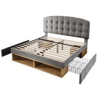 POLSTERBETT 140/190 cm DE-00608, in Beige, 2 Schubladen - Grau, Holz (140/190cm) - ComfortXL