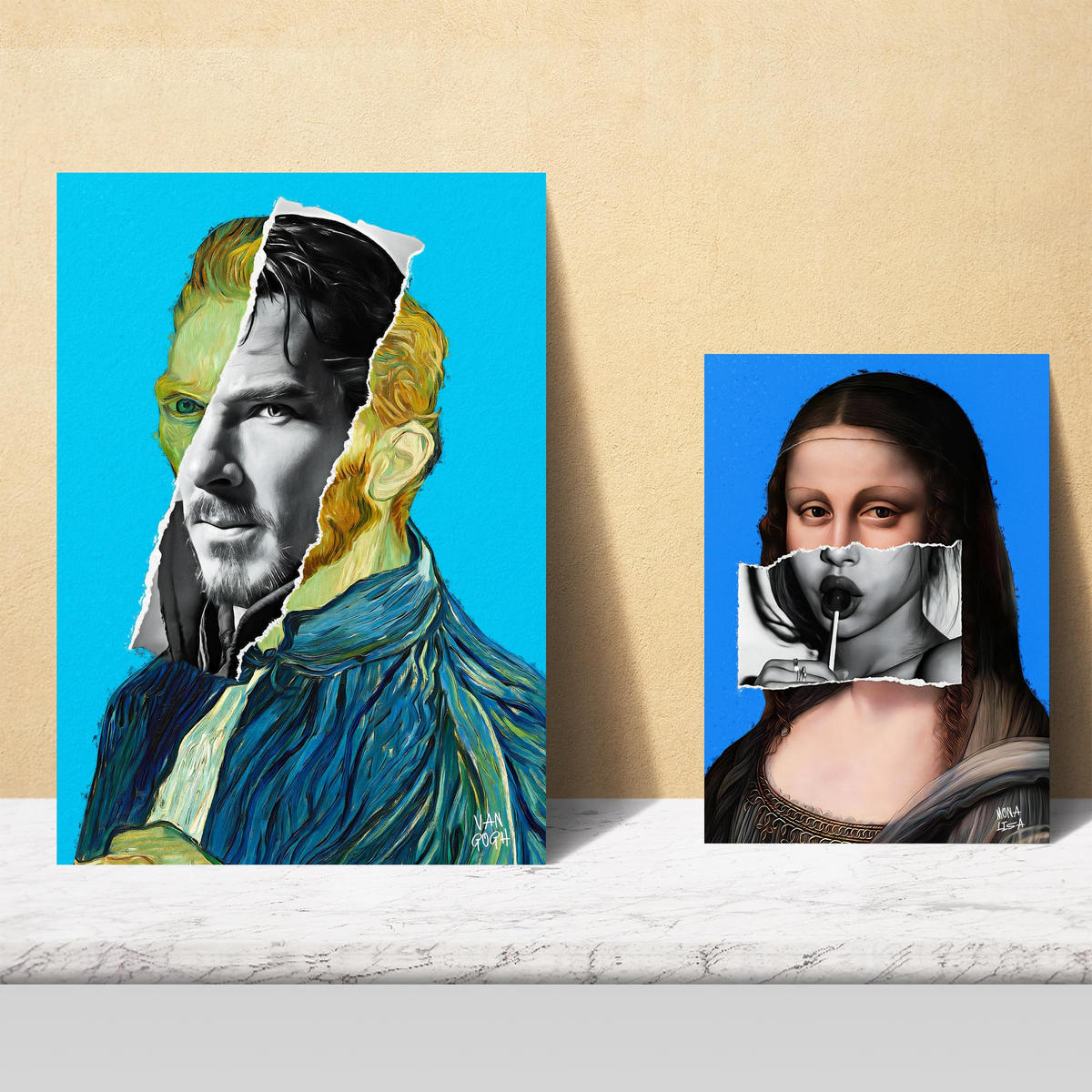 POSTER Set Mit 6 Ikonische Frida Van Gohg Collage Pop Art A3 & A4 Rahmenlos - Klar, Papier (29/3cm) - Nacnic