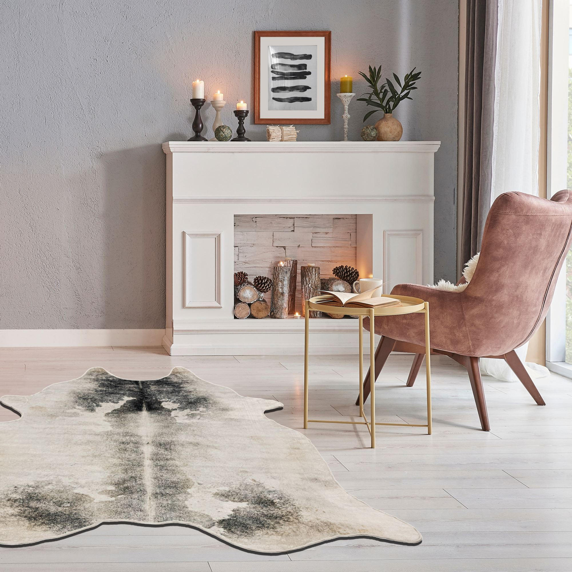 KUNSTFELL-TEPPICH Emilia 70x90 cm - Weiß, Textil (70/90cm) - Gino Falcone