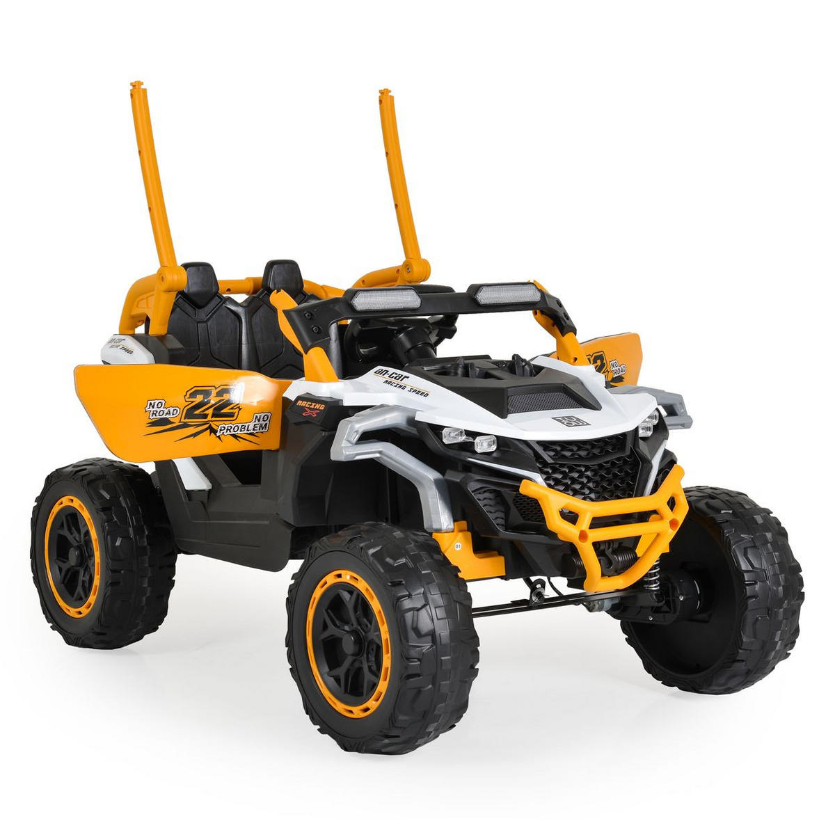 KINDERELEKTROAUTO SUV Arizona weiß orange EVA-Reifen Fernbedienung Lichter Musik - Orange/Weiß, Kunststoff (115/72/62cm) - Moni