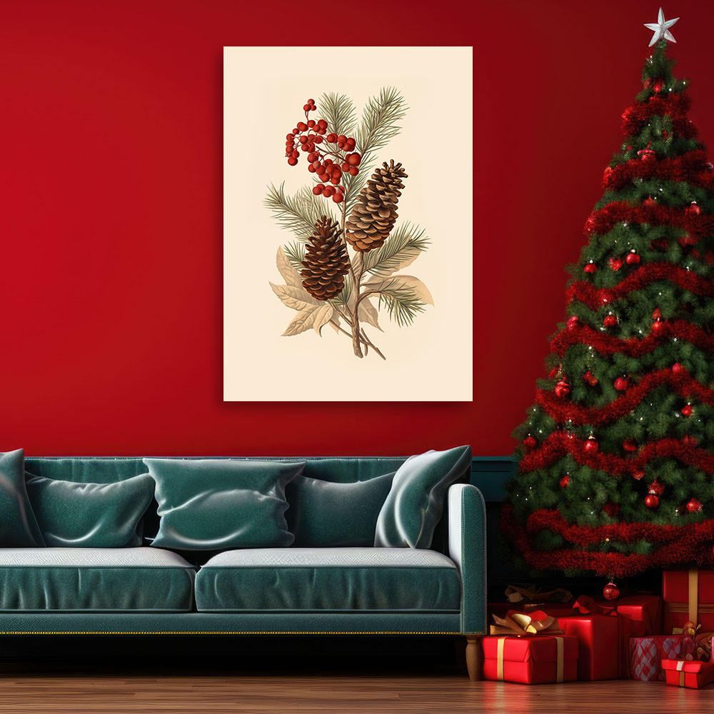 WANDBILD weihnachtsbaumschmuck - Beige, Textil (40/60cm) - Feeby