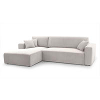 ECKSOFA L Form Catea Weiß 279/145/84 cm Links mit Schlaffunktion - Creme/Schwarz, Kunststoff/Textil (145/279cm) - AX Living