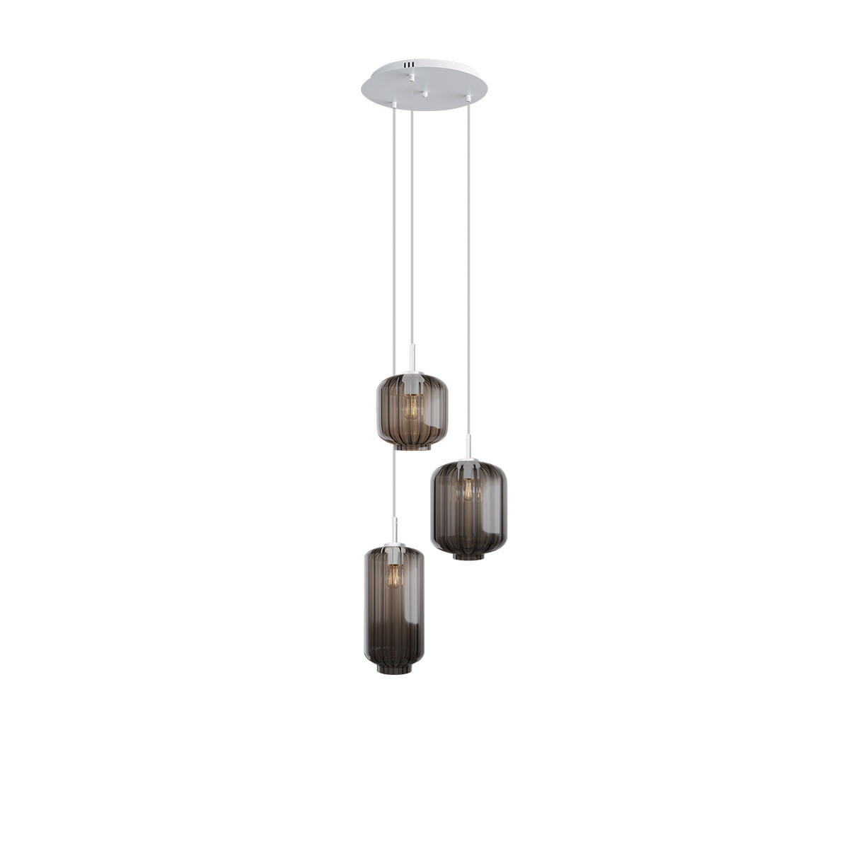 GALERIELEUCHTE Velo 3-flammig Rauch Ø 18/20/25cm - Anthrazit/Weiß, Glas (25/25/27cm) - s.luce