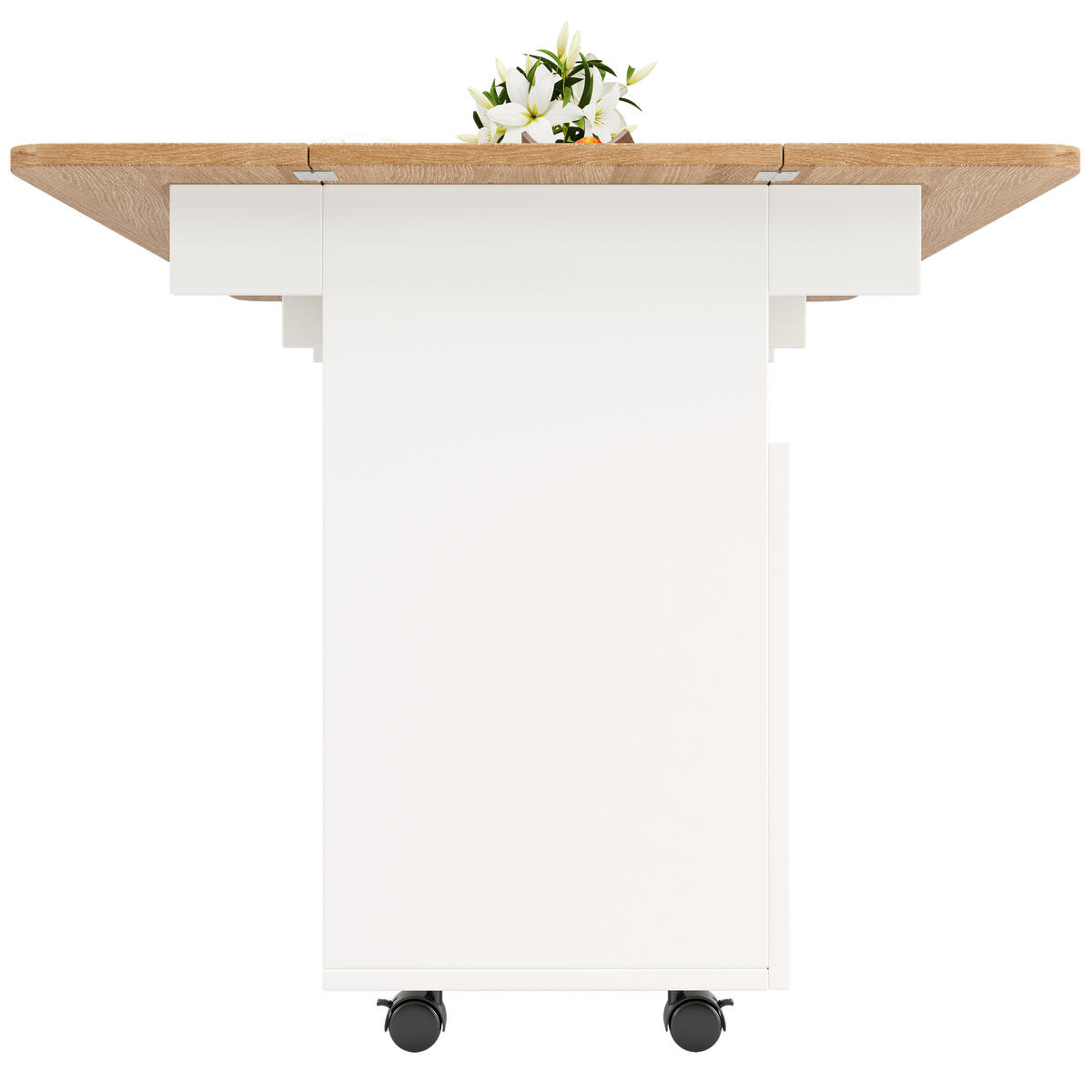 KÜCHENINSEL Küchenwagen Stauraum Holz Weiß - Weiß, Glas (120/79.5/30cm) - FLIEKS