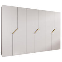 DREHTÜRENSCHRANK 202/300/52 6-türig - Goldfarben/Weiß, Holz/Metall (300/202/52cm) - Abiks Möbel