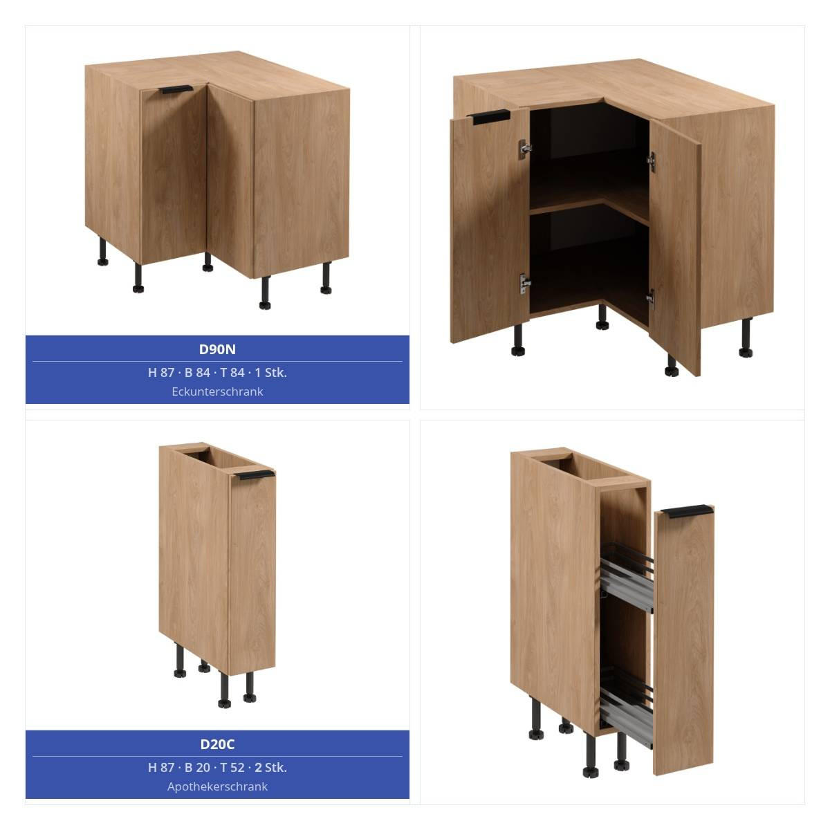 WINKELKÜCHE 345 x 285 cm - Sorento KS12-M345 - in Sonoma Eiche - Schwarz/Sonoma Eiche, Holz/Metall (630/247/58cm)